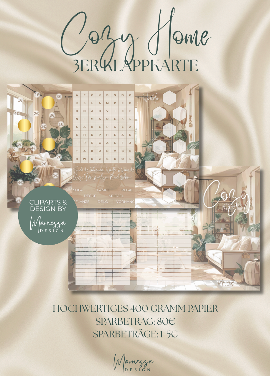 COZY HOME | 3er Klappkarte | Sparchallenge