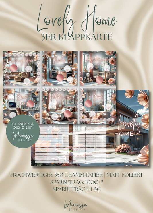 LOVELY HOME | 3er Klappkarte | Sparchallenge | matt foliert