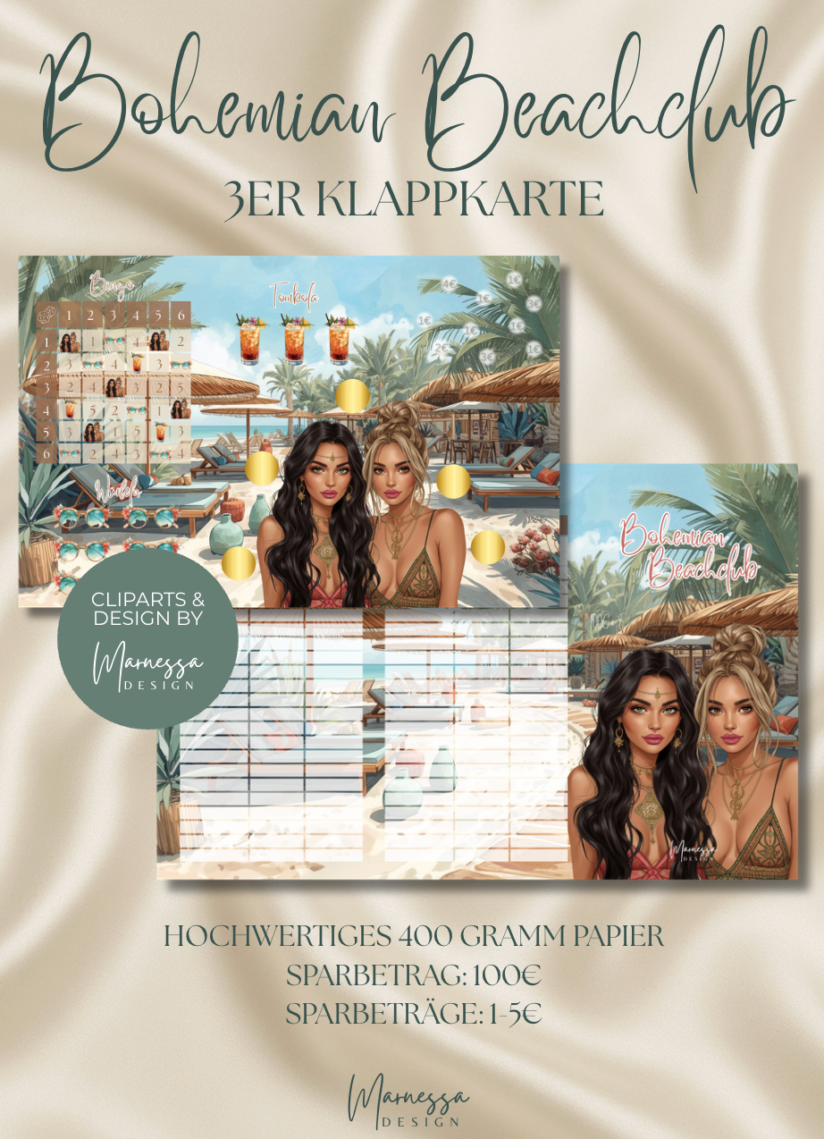BOHEMIAN BEACHCLUB | 3er Klappkarte | Sparchallenge