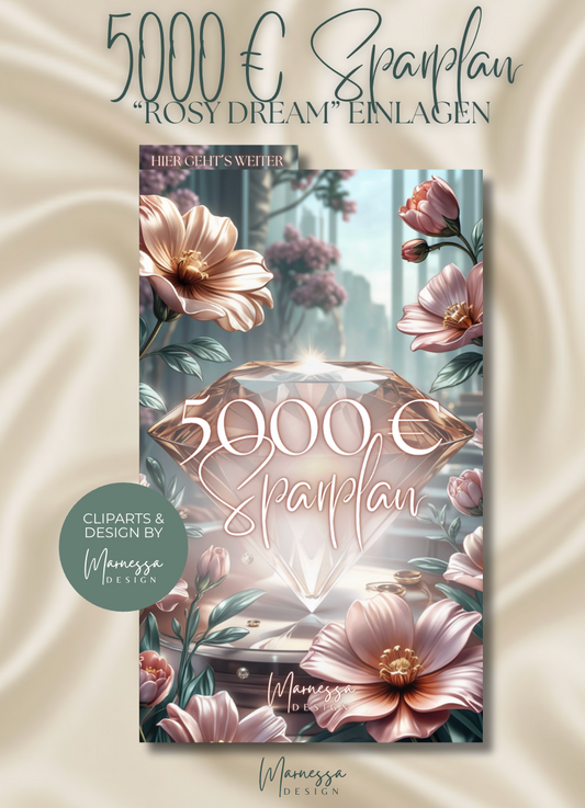5000 € Sparplan | EINLAGEN "ROSY GLOW" | matt foliert | A6