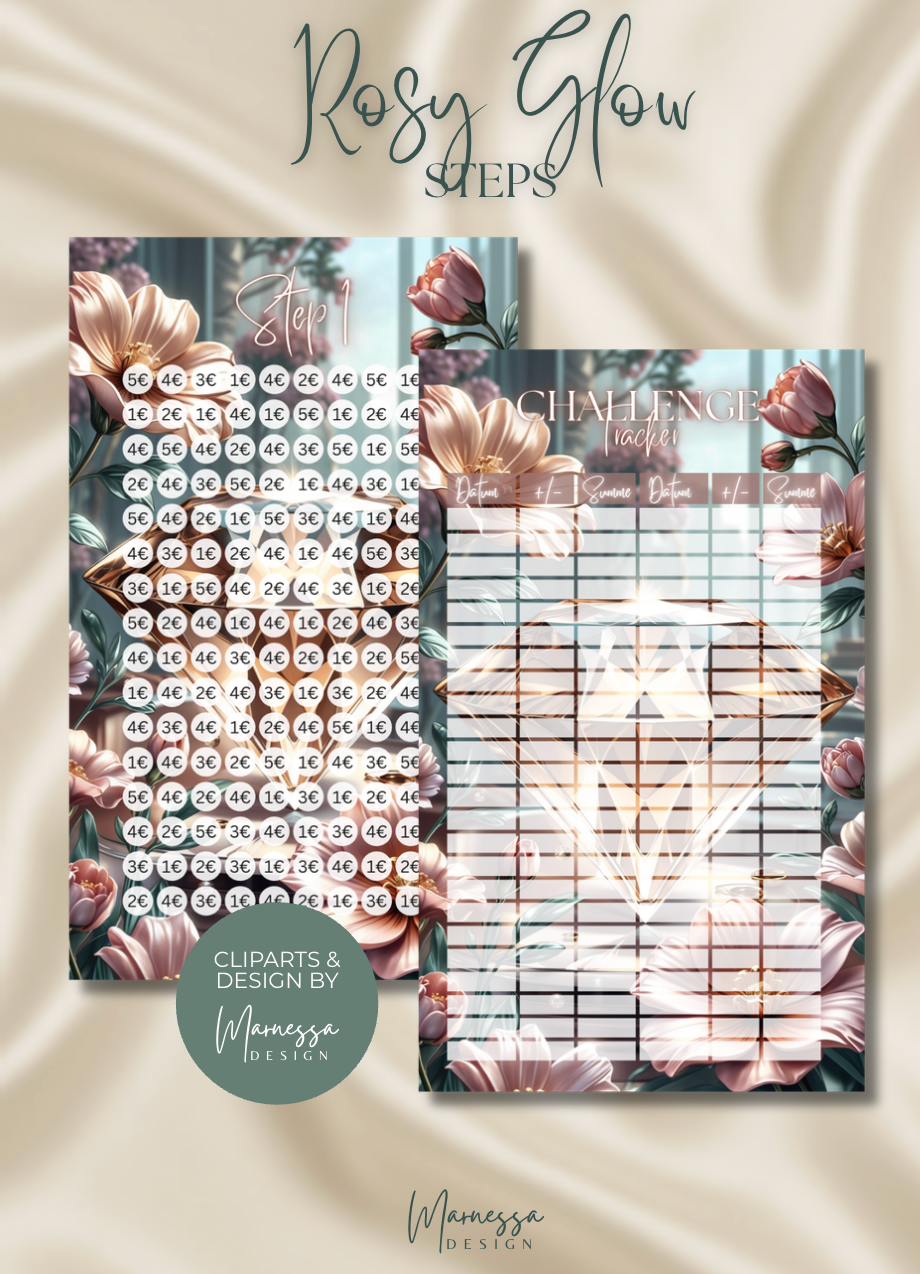 5000 € Sparplan | EINLAGEN "ROSY GLOW" | matt foliert | A6