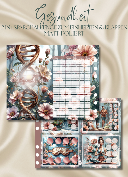 Gesundheit "ROSY GLOW" | 2 in 1 Klappkarte zum einheften | matt foliert | A6