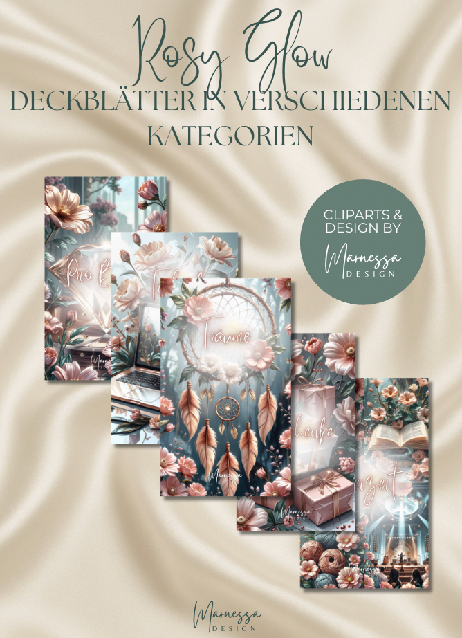 DECKBLÄTTER "ROSY GLOW" EINZELN | Trennblatt | Deckblatt | matt foliert | A6