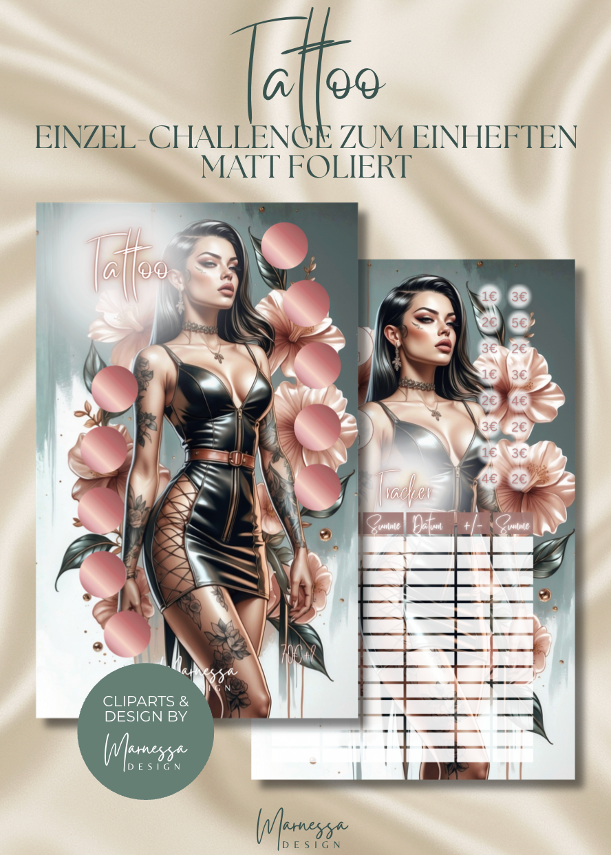 Tattoo "ROSY GLOW" | Einzel-Challenge zum einheften | matt foliert | A6