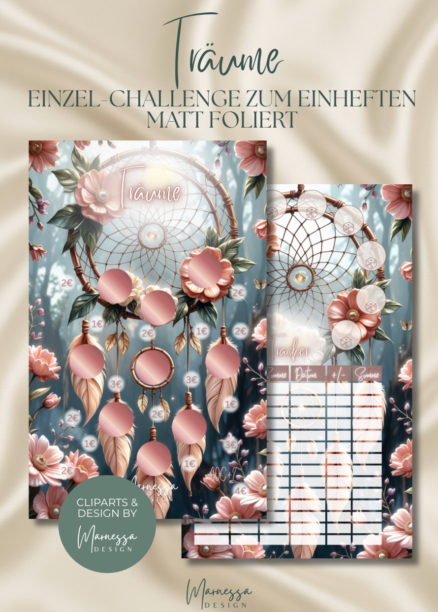 Träume "ROSY GLOW" | Einzel-Challenge zum einheften | matt foliert | A6