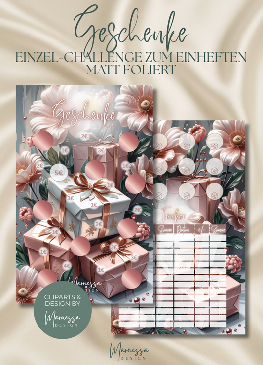Geschenke "ROSY GLOW" | Einzel-Challenge zum einheften | matt foliert | A6
