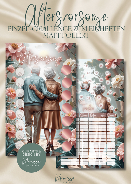 Altersvorsorge "ROSY GLOW" | Einzel-Challenge zum einheften | matt foliert | A6