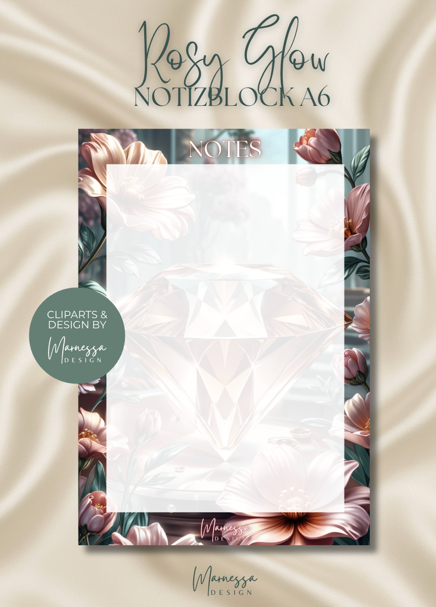 DIN A6 Notizblock | ROSY GLOW