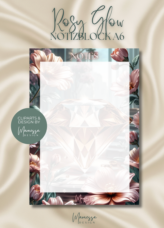 DIN A6 Notizblock | ROSY GLOW