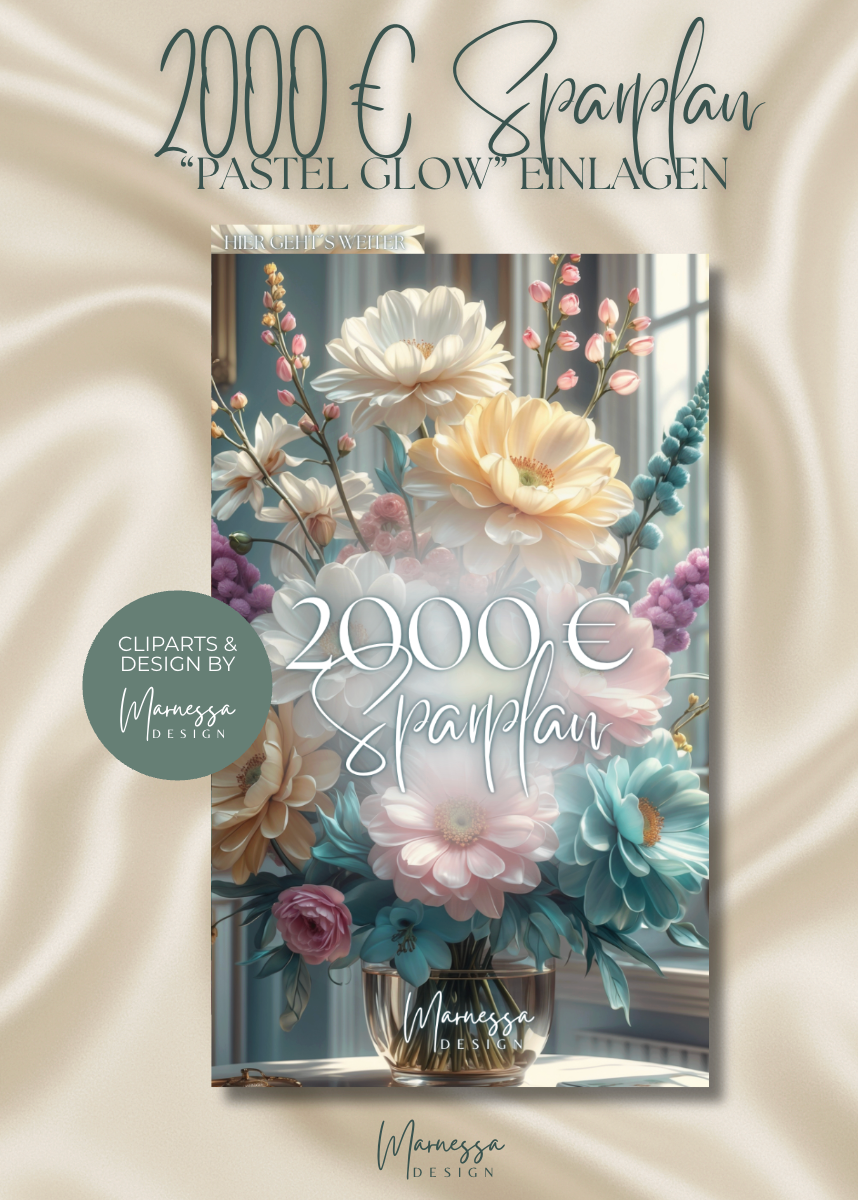 2000 € Sparplan | EINLAGEN "PASTEL GLOW" | matt foliert | A6