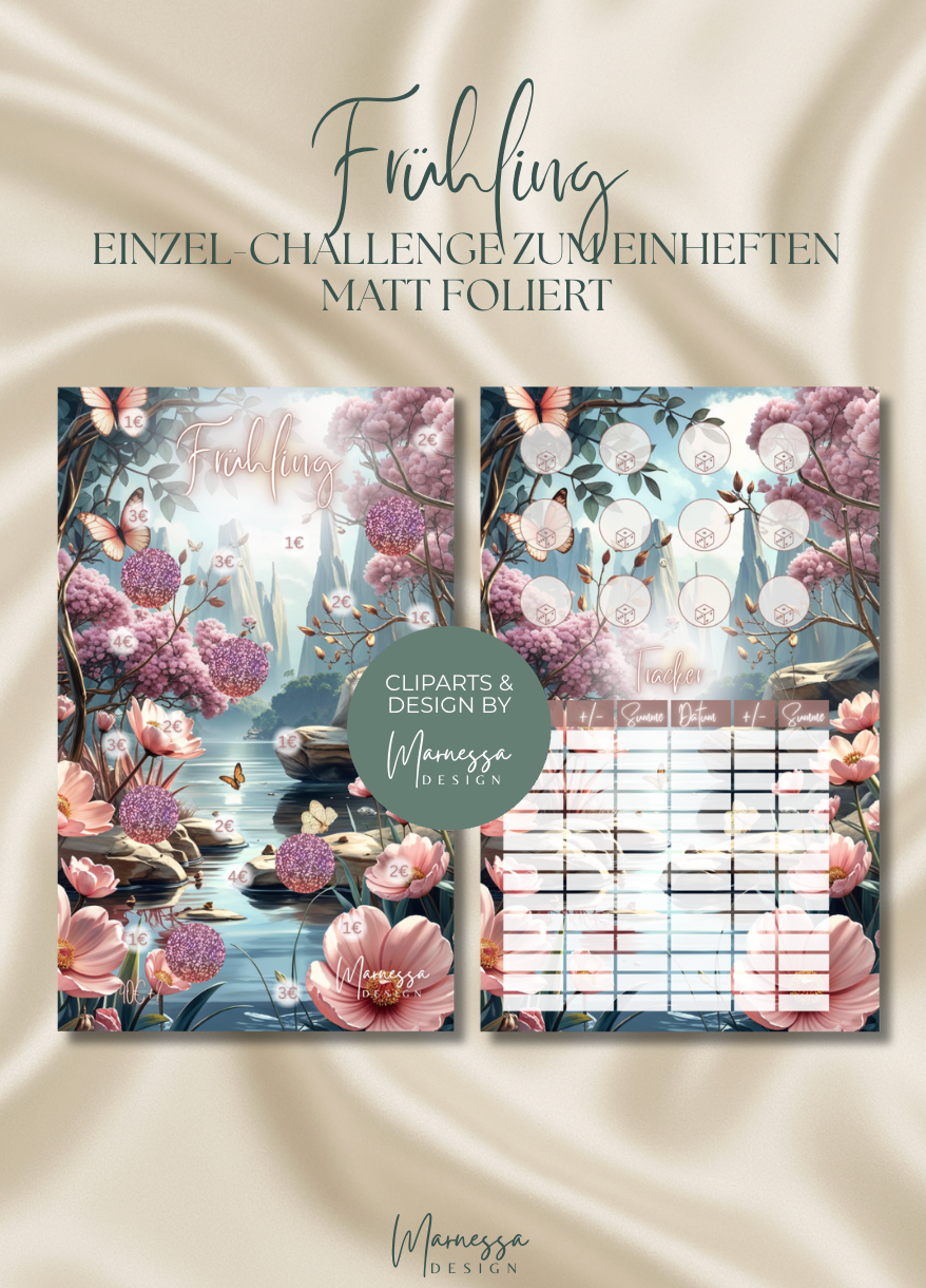 Jahreszeiten "ROSY GLOW" | Einzel-Challenges zum einheften | matt foliert | A6