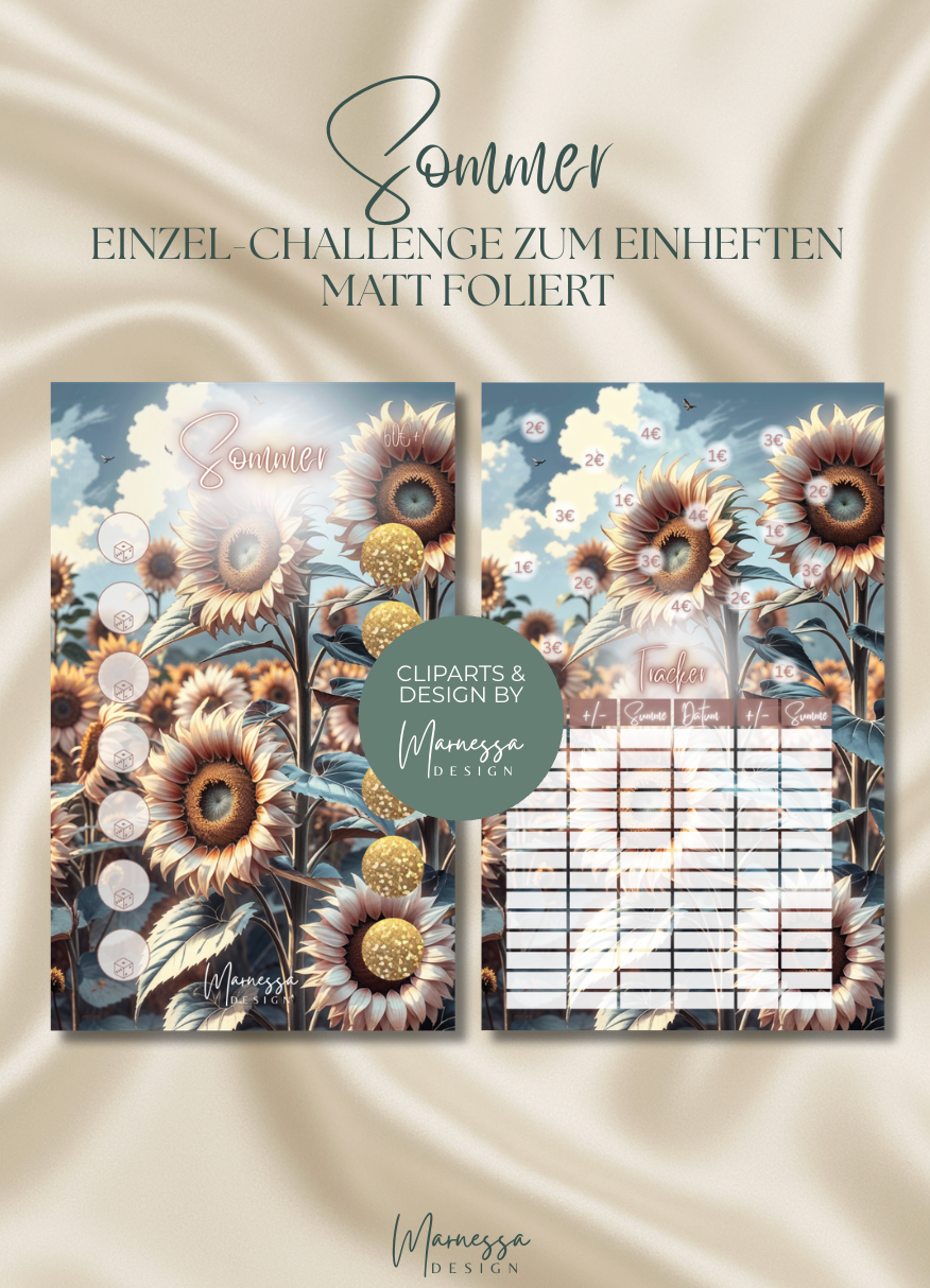 Jahreszeiten "ROSY GLOW" | Einzel-Challenges zum einheften | matt foliert | A6