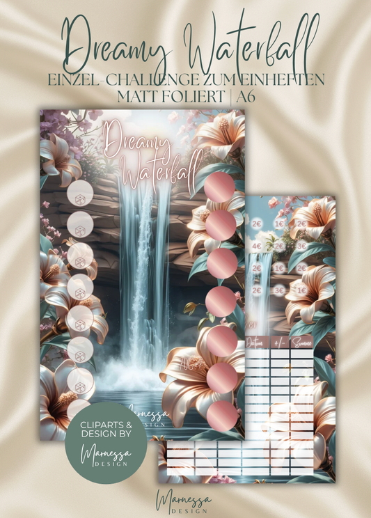 Dreamy Waterfall "ROSY GLOW" | Einzel-Challenge zum einheften | matt foliert | A6