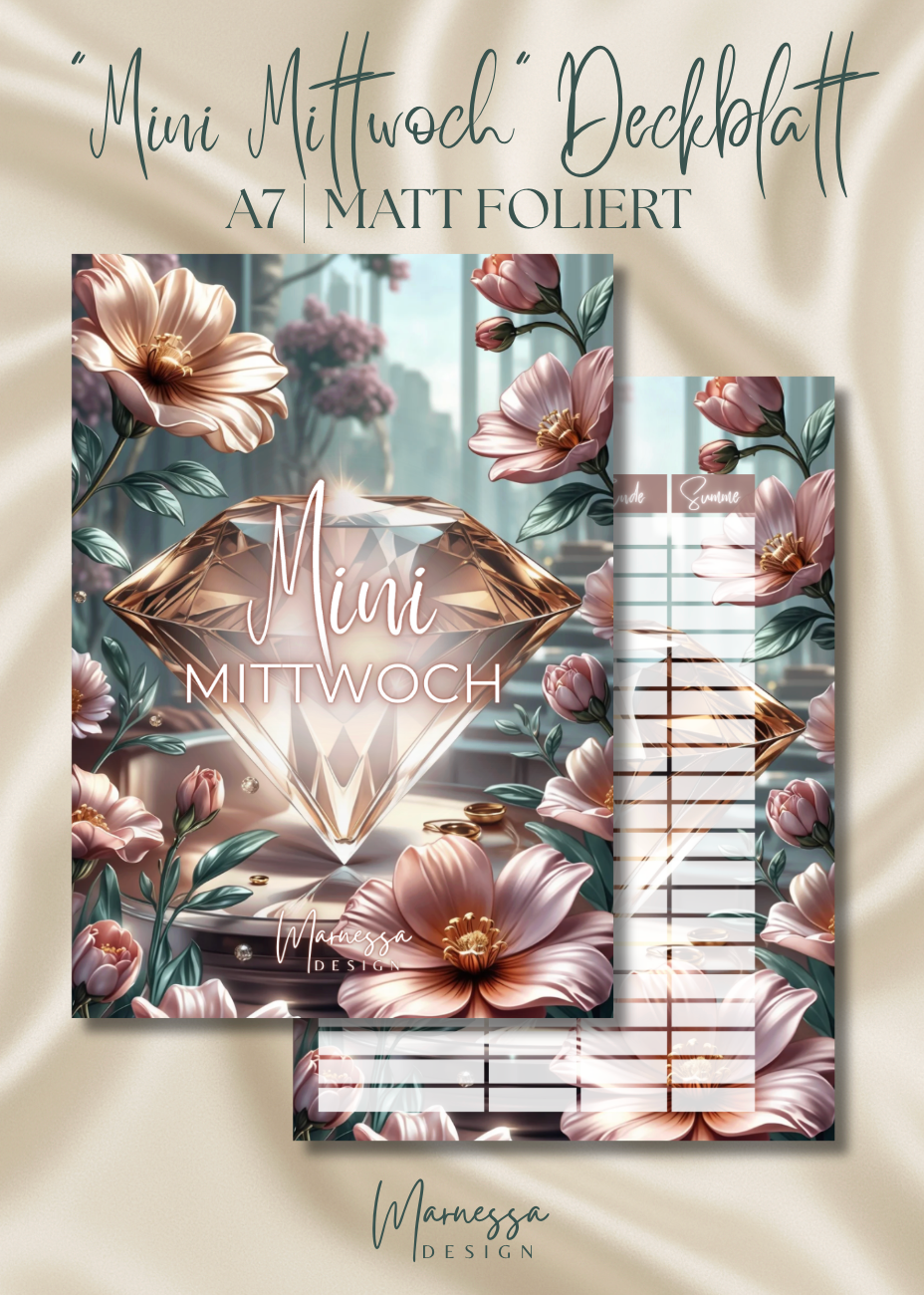 Mini Mittwoch | DECKBLATT "ROSY GLOW" | Trennblatt | Deckblatt | matt foliert | A7