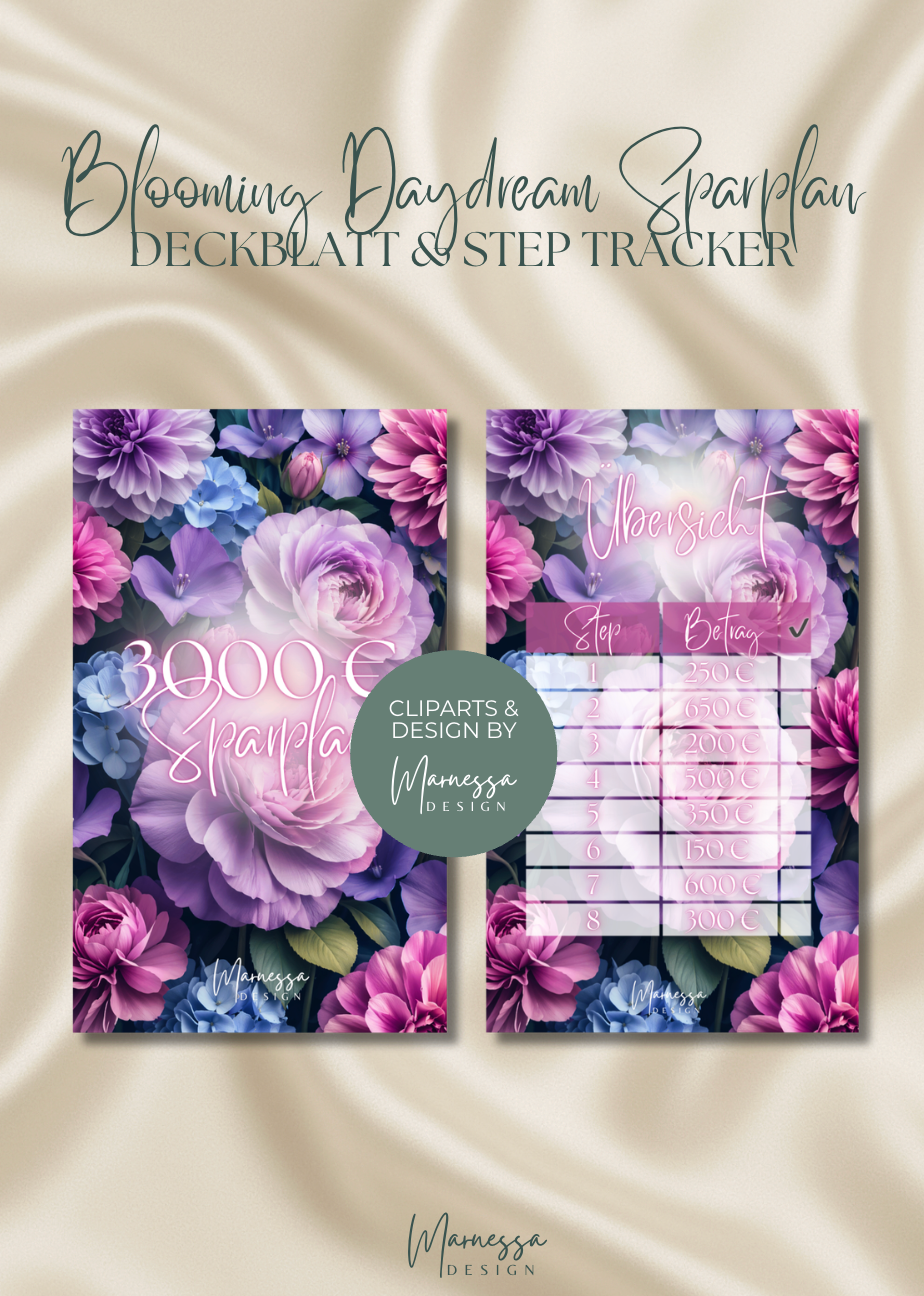 3000 € Sparplan | EINLAGEN "BLOOMING DAYDREAM" | matt foliert | A6