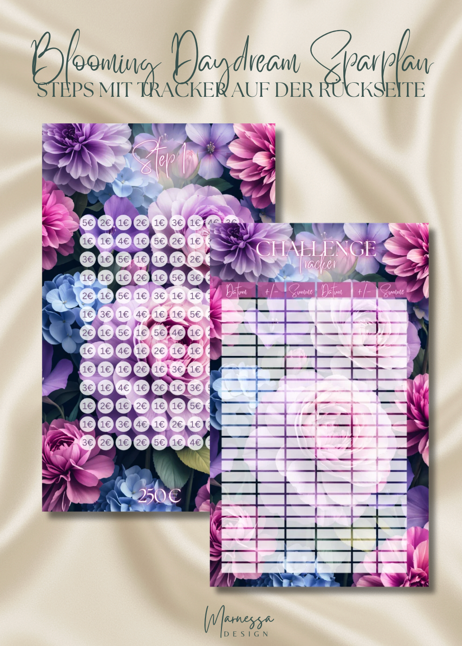 3000 € Sparplan | EINLAGEN "BLOOMING DAYDREAM" | matt foliert | A6