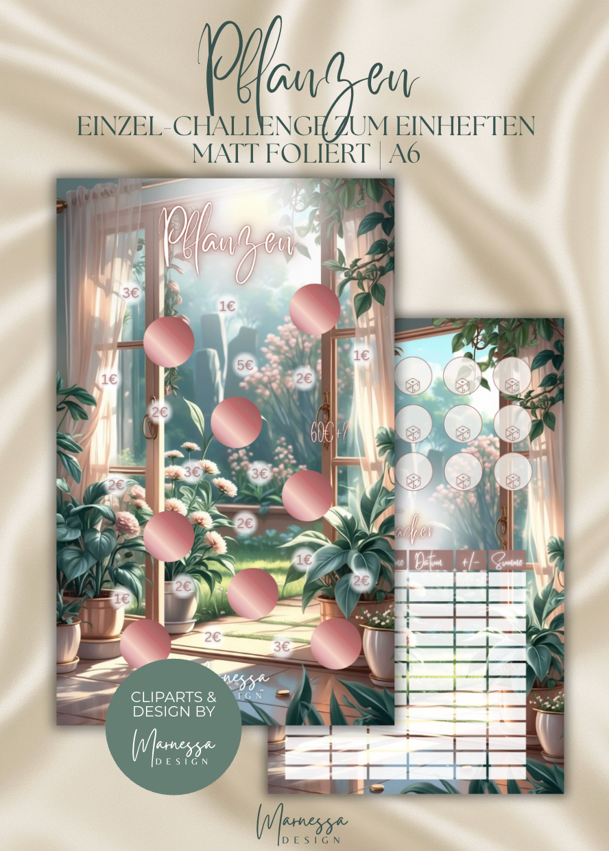 PFLANZEN "ROSY GLOW" | Einzel-Challenge zum einheften | matt foliert | A6