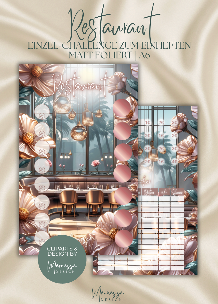 RESTAURANT "ROSY GLOW" | Einzel-Challenge zum einheften | matt foliert | A6
