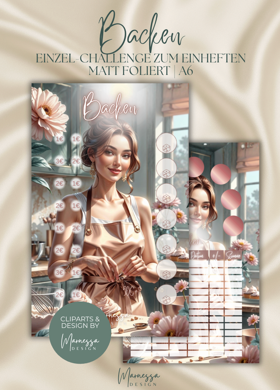 BACKEN "ROSY GLOW" | Einzel-Challenge zum einheften | matt foliert | A6
