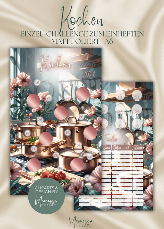 KOCHEN "ROSY GLOW" | Einzel-Challenge zum einheften | matt foliert | A6