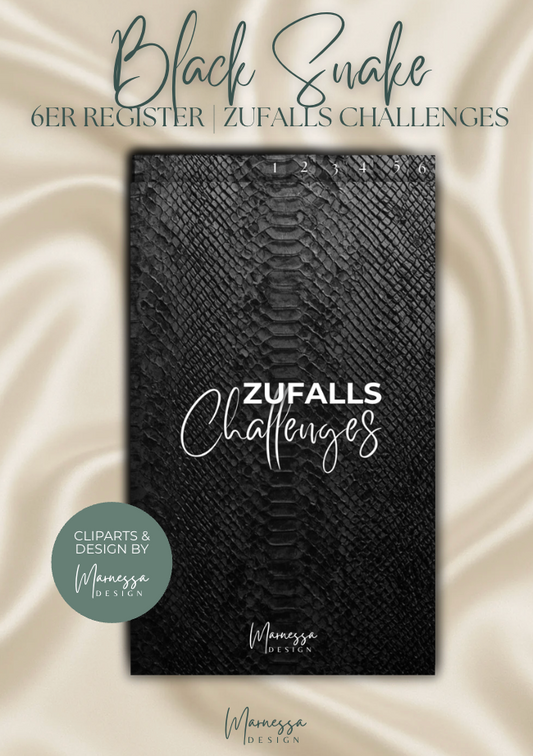 Register | ZUFÄLLE | ZUFALLS CHALLENGES | BLACK SNAKE | matt foliert | A6