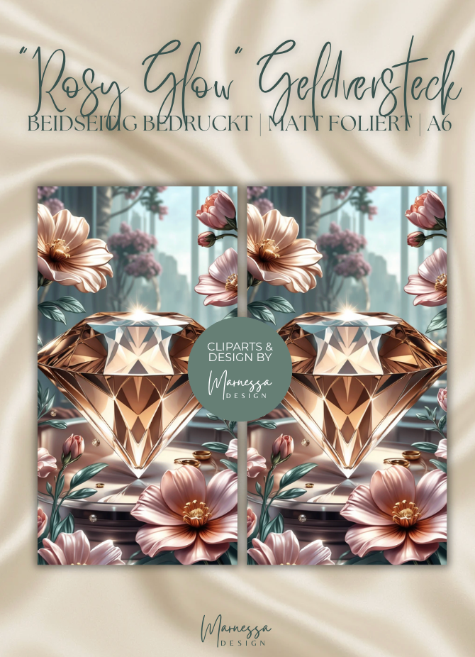 ROSY GLOW | Geldversteck Dashboard  | Inlay | matt foliert | A6
