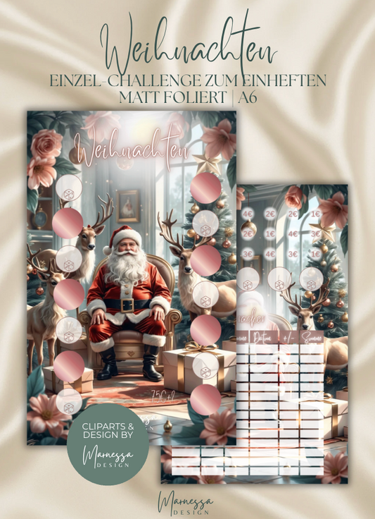 WEIHNACHTEN "ROSY GLOW" | Einzel-Challenge zum einheften | matt foliert | A6