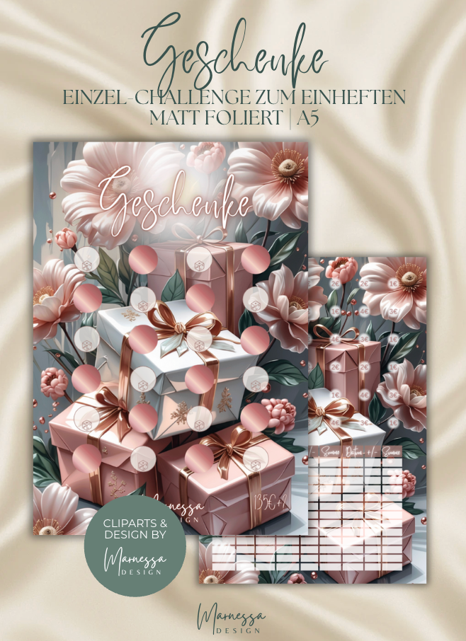 GESCHENKE  "ROSY GLOW" | Einzel-Challenge zum einheften | matt foliert | A5
