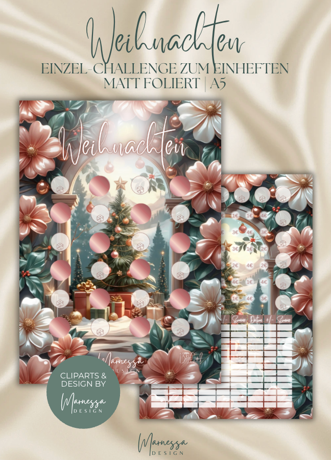 WEIHNACHTEN  "ROSY GLOW" | Einzel-Challenge zum einheften | matt foliert | A5