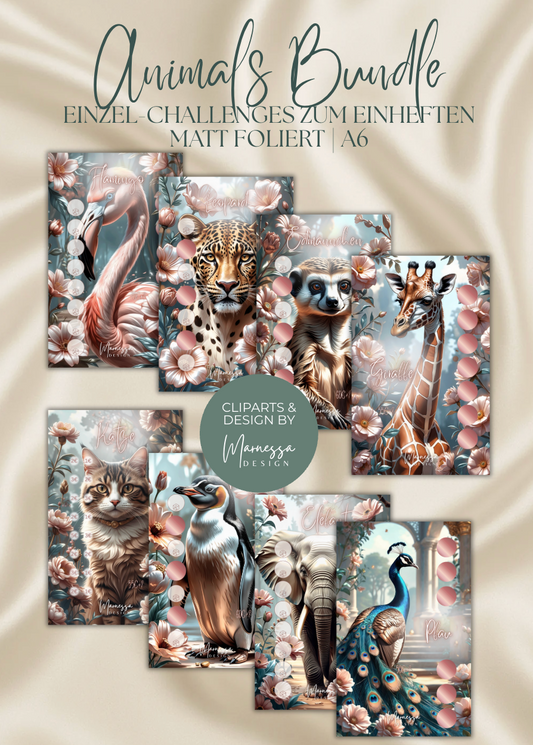 ANIMALS COLLECTION | Einzel-Challenges zum einheften | matt foliert | A6