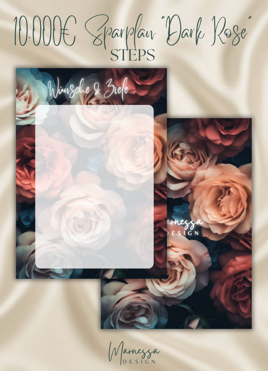 10000 € Sparplan | BUNDLE "DARK ROSE" | matt foliert | A5
