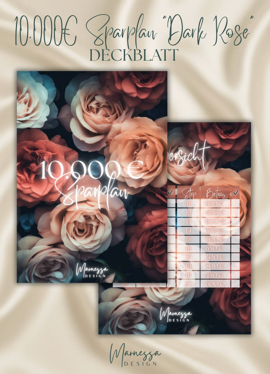 10000 € Sparplan | BUNDLE "DARK ROSE" | matt foliert | A5