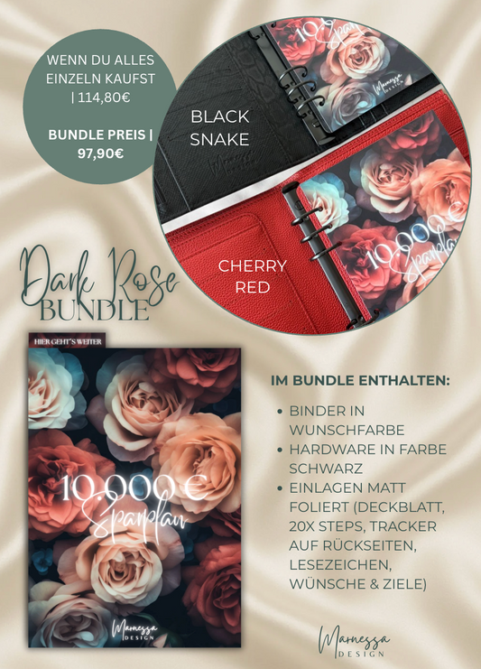 10000 € Sparplan | BUNDLE "DARK ROSE" | matt foliert | A5