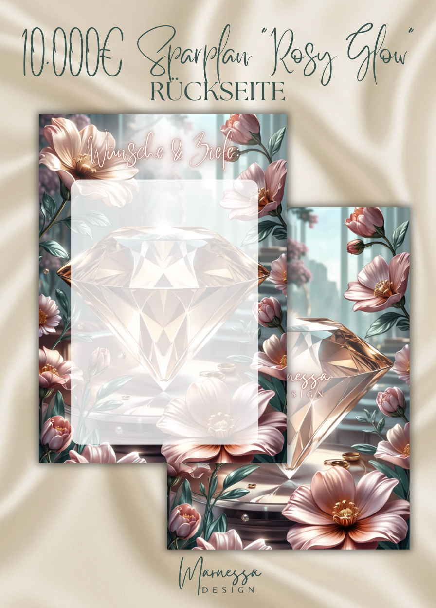 10000 € Sparplan | EINLAGEN "ROSY GLOW" | matt foliert | A5