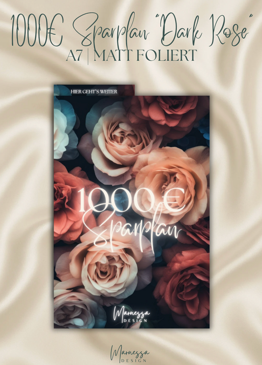 1000 € Mini Sparplan | Einlagen "DARK ROSE" | matt foliert | A7
