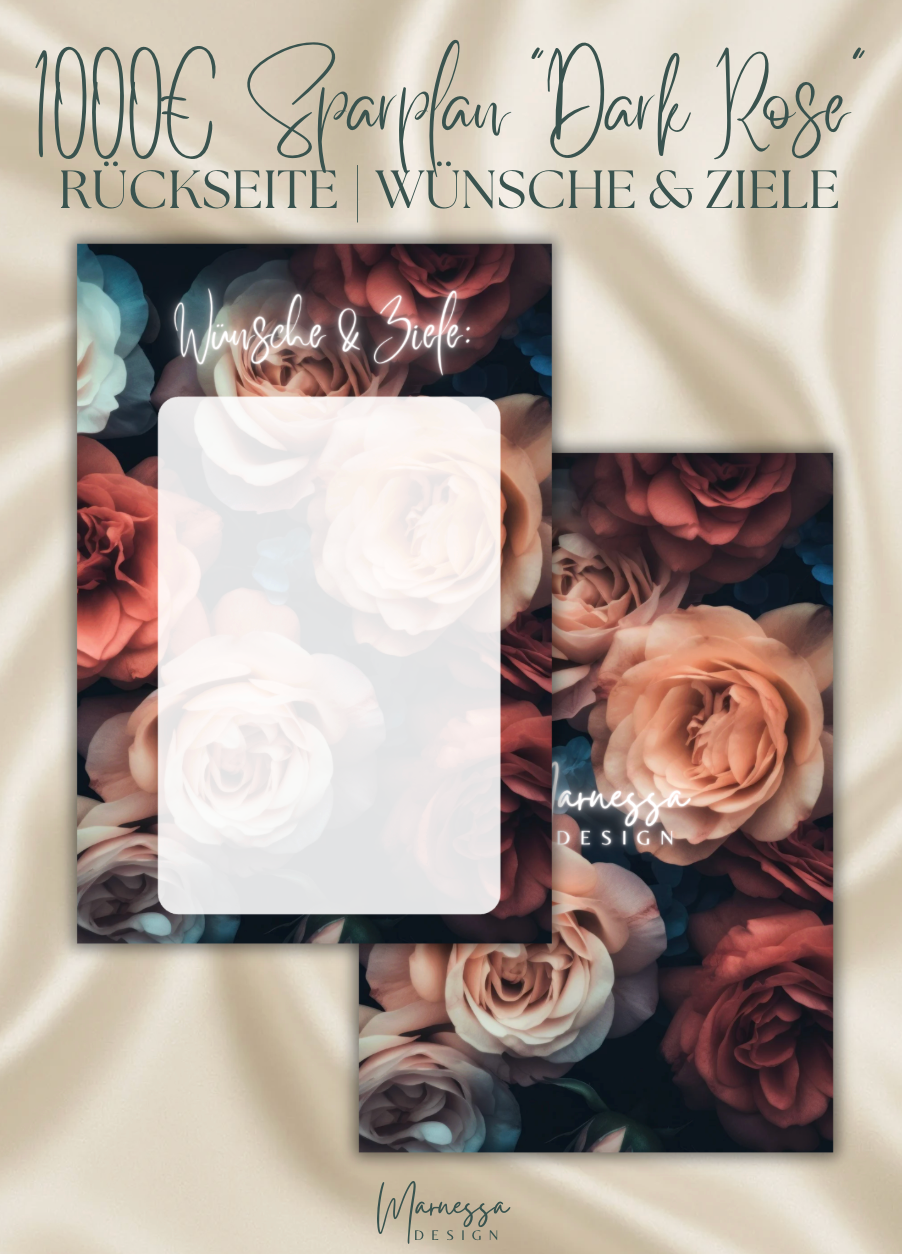 1000 € Mini Sparplan | Einlagen "DARK ROSE" | matt foliert | A7