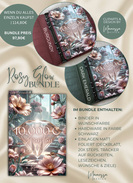 10000 € Sparplan | BUNDLE "ROSY GLOW" | matt foliert | A5