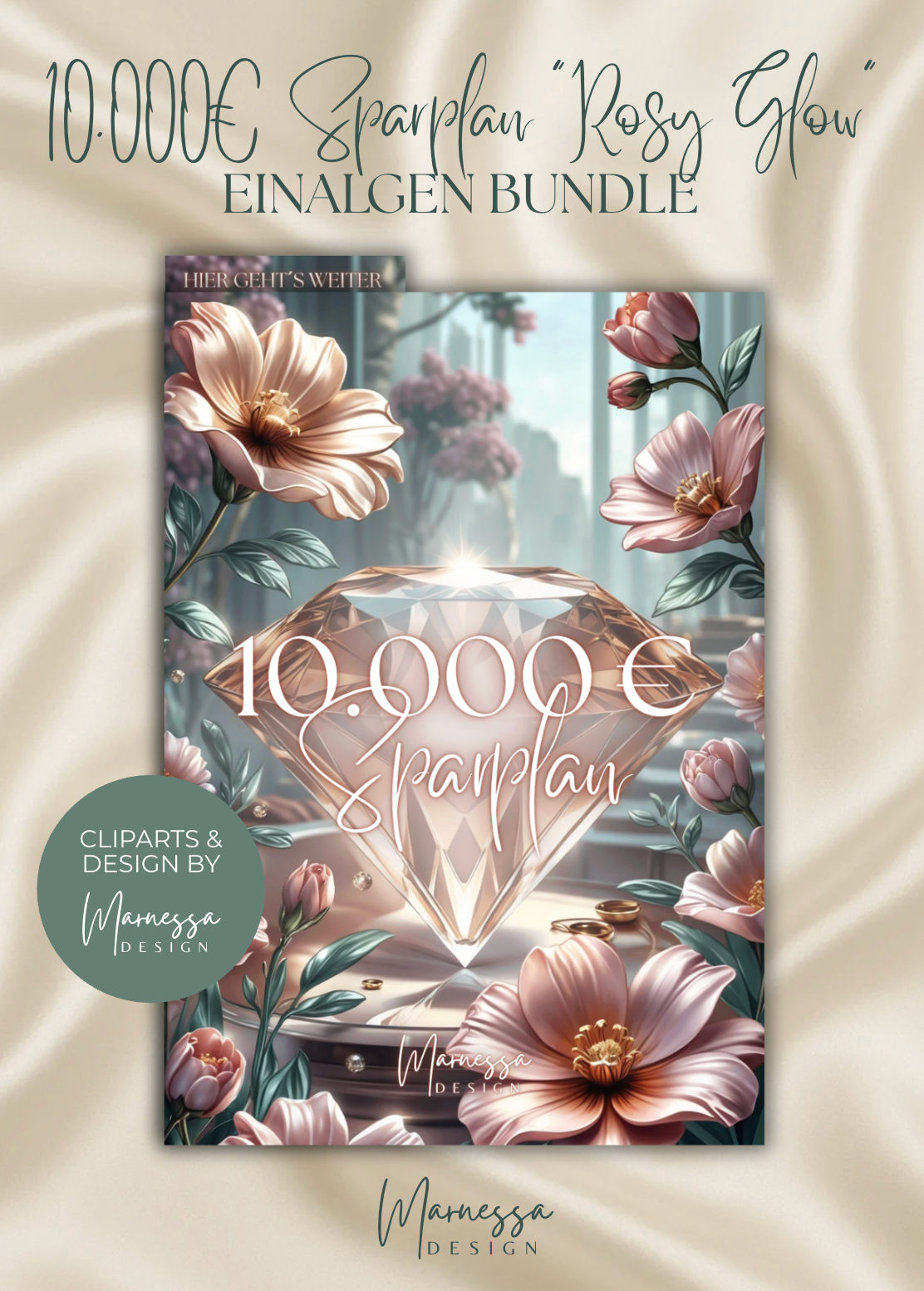 10000 € Sparplan | EINLAGEN "ROSY GLOW" | matt foliert | A5