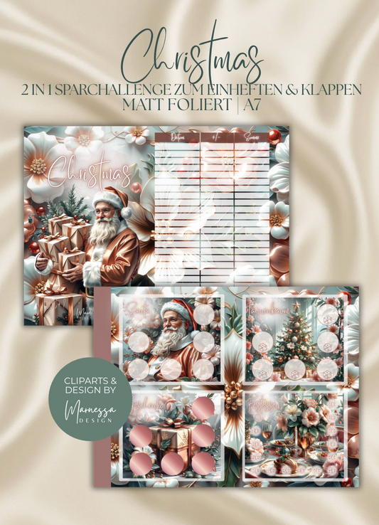 CHRISTMAS | 2 in 1 Klappkarte zum einheften | matt foliert | A7