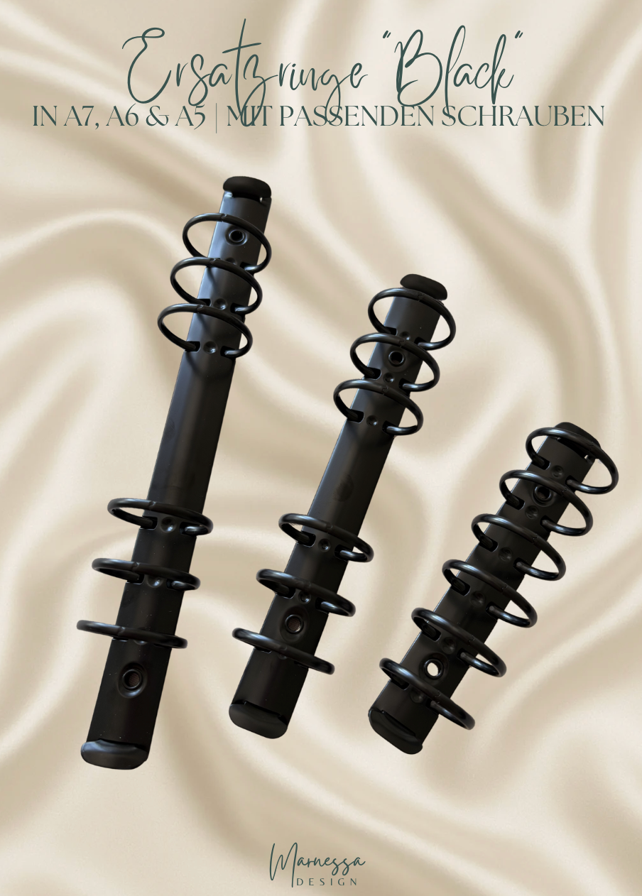 Ringmechanik "BLACK" | Ersatzringe | geeignet für A7, A6 & A5 Binder | 30mm