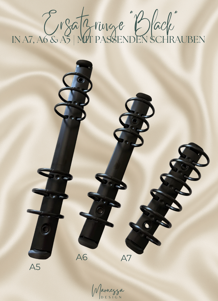 Ringmechanik "BLACK" | Ersatzringe | geeignet für A7, A6 & A5 Binder | 30mm
