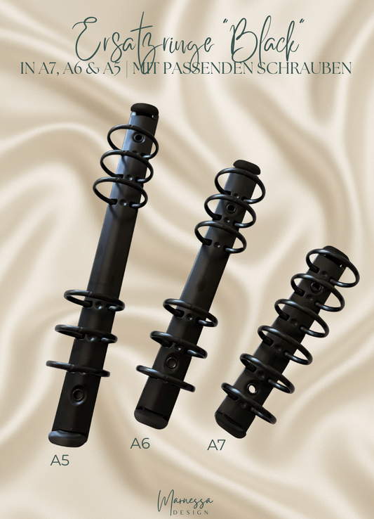 Ringmechanik "BLACK" | Ersatzringe | geeignet für A7, A6 & A5 Binder | 30mm