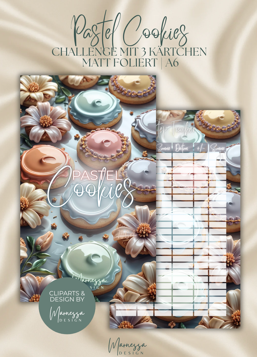 PASTEL COOKIES  | Sparchallenge zum einheften | matt foliert | A6