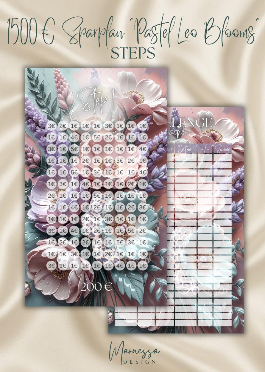 1500 € SPARPLAN | BUNDLE "PASTEL LEO BLOOMS" | matt foliert | A6
