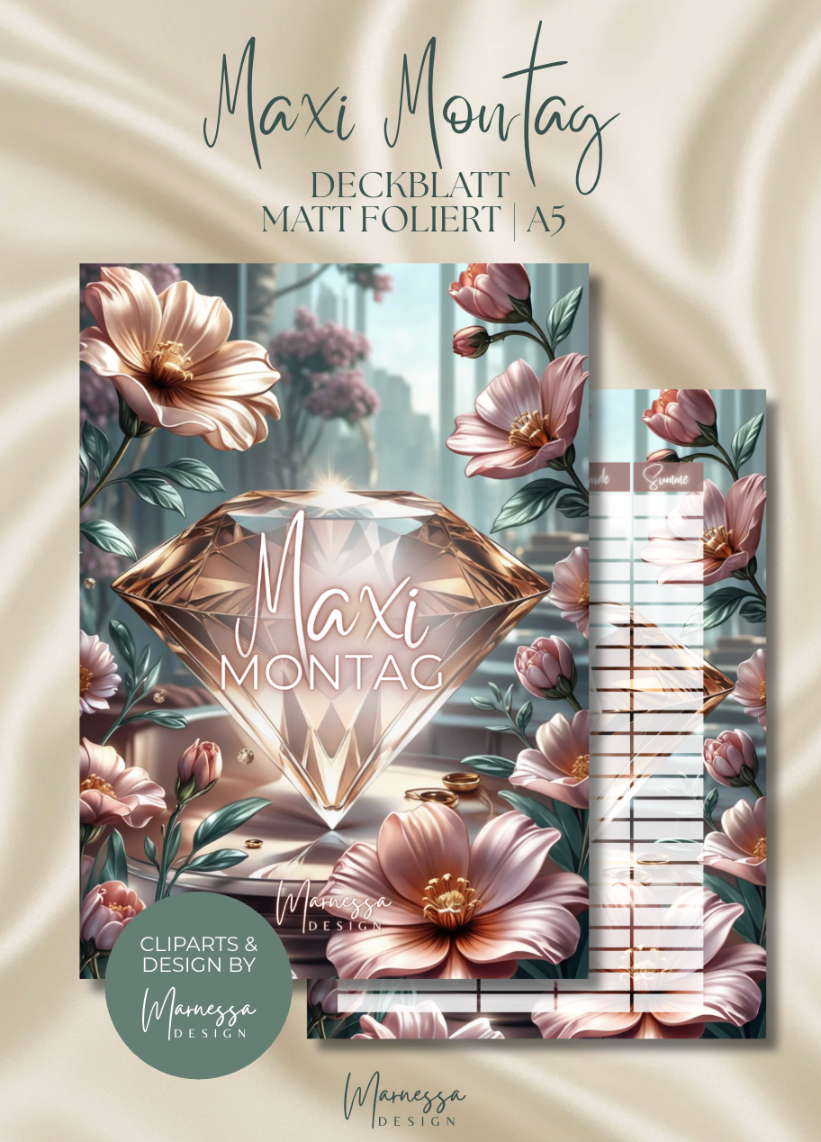 Deckblatt "MAXI MONTAG" | ROSY GLOW | matt foliert | A5