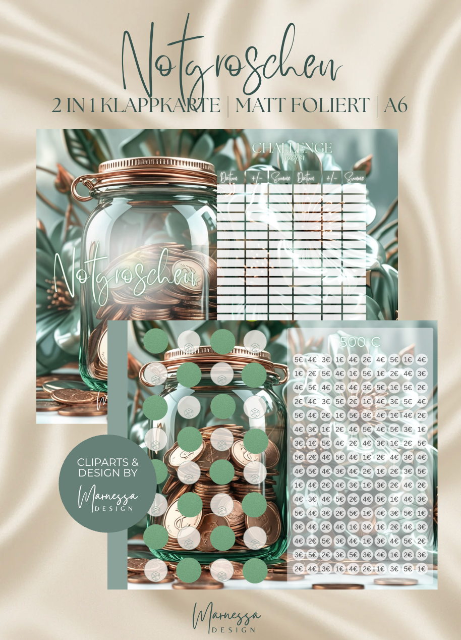 SPARZIELE | einzeln oder im Bundle | 2 in 1 Klappkarten zum einheften | matt foliert | A6