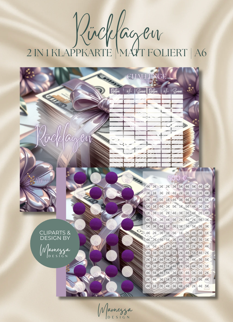 SPARZIELE | einzeln oder im Bundle | 2 in 1 Klappkarten zum einheften | matt foliert | A6
