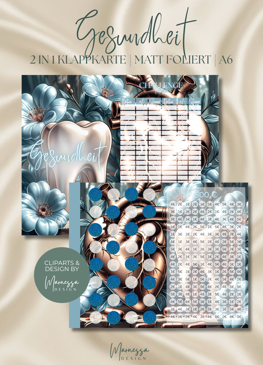 SPARZIELE | einzeln oder im Bundle | 2 in 1 Klappkarten zum einheften | matt foliert | A6