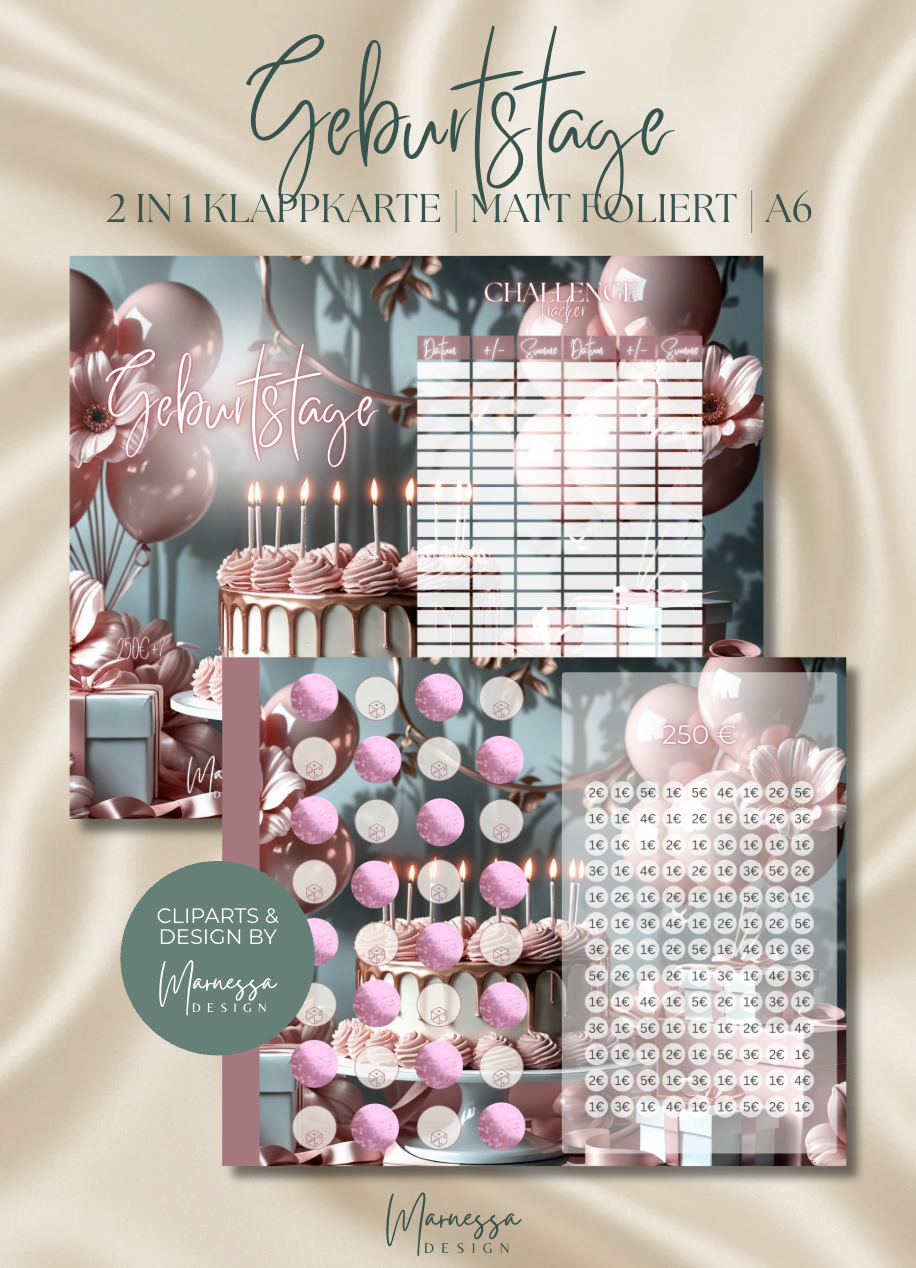 SPARZIELE | einzeln oder im Bundle | 2 in 1 Klappkarten zum einheften | matt foliert | A6