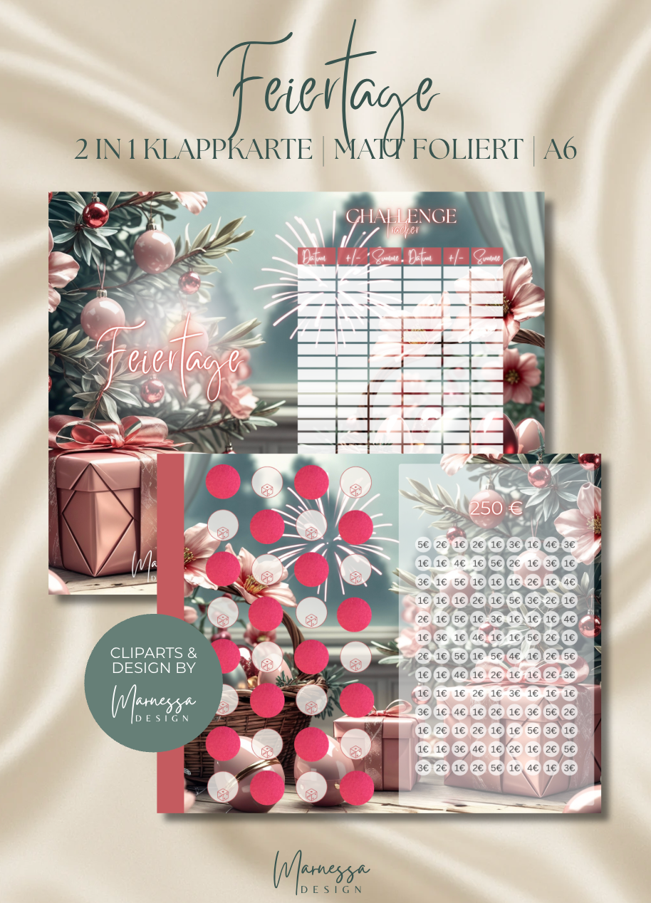 SPARZIELE | einzeln oder im Bundle | 2 in 1 Klappkarten zum einheften | matt foliert | A6